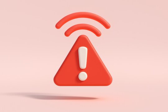 Red alert triangle with white exclamation mark and signal waves