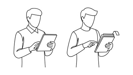 Business people reading document or tablet