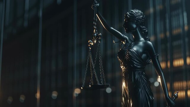 Elegant Lady Justice Statue in Modern Setting Symbolizing Law and Fairness