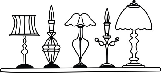 vector illustration of a set of lamps