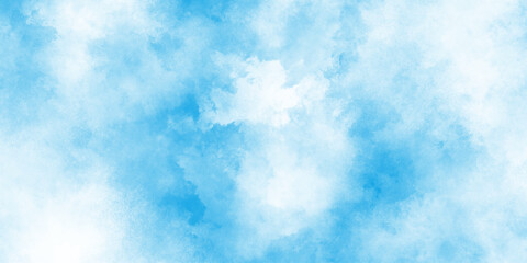 Aquarelle paint blue paper textured canvas perfect for presentation, Grunge style blue background with white clouds for any wallpaper and decoration and design.