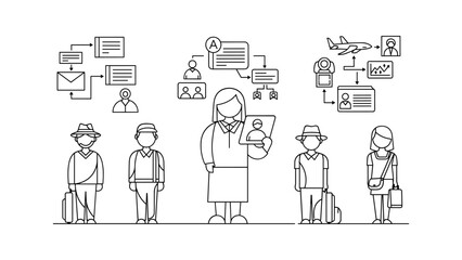 Group of people with business travel plan