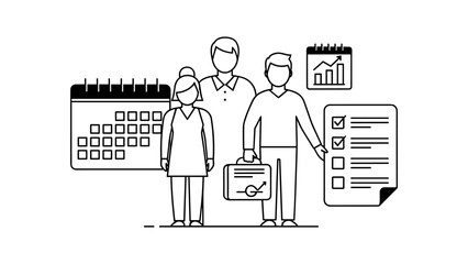 Business team planning schedule and tasks