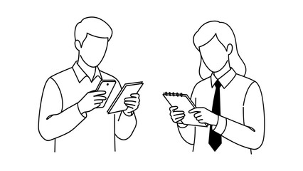 Business people using mobile devices