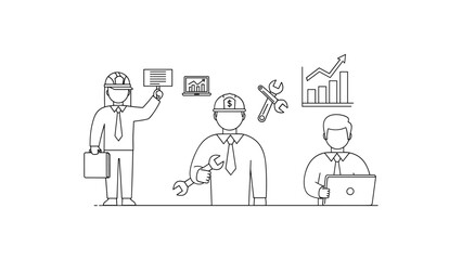 Engineers and business people working together