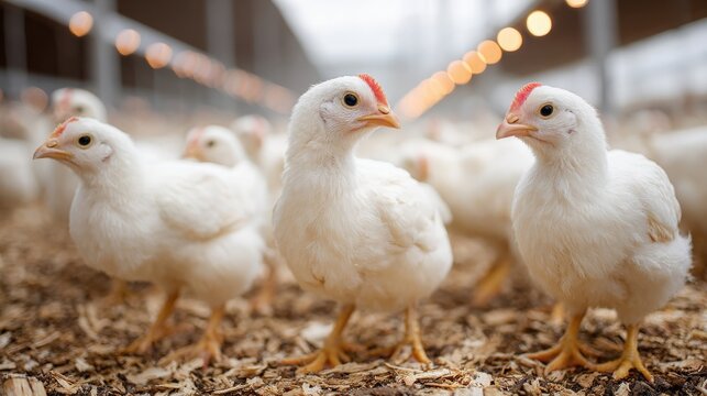 Young White Chickens in Pen