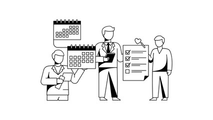 Business people planning schedule and tasks