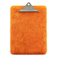 Soft fluffy 3D orange clipboard, creative business or office concept isolated
