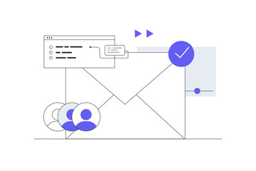 Email marketing. Business and communication. Flat Cartoon Vector Illustration, icon Stylish abstract design landing page web