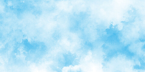 Aquarelle paint blue paper textured canvas perfect for presentation, Grunge style blue background with white clouds for any wallpaper and decoration and design.