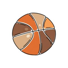 Cartoon basketball ball in orange and brown colors on white background  