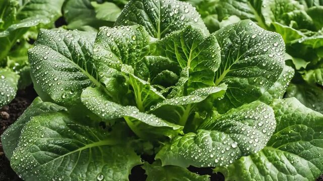 Lush Lettuce Garden - Fresh Greens and Dewy Leaves in the Morning Light.