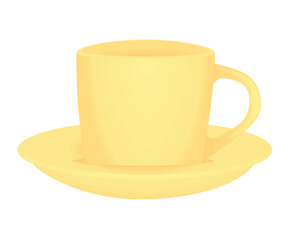 Yellow mini cup on white background, vector	

