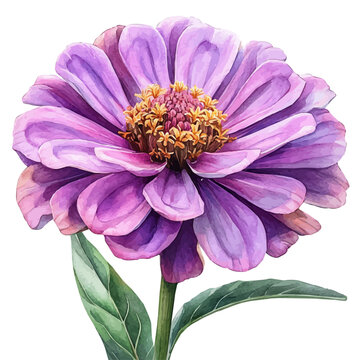 Zinnia Flower, watercolor drawing vector, isolated on a white background.
