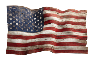 Worn and weathered american flag with stars and stripes