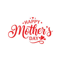 Happy mother's day hand lettering typography with hearts illustration Vector, illustration