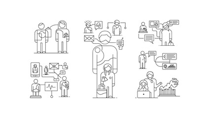 Collection of business and communication icons