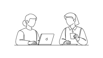 Two business women working on a laptop