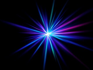 Obraz premium Colorful light streaks radiating from a central point on black background