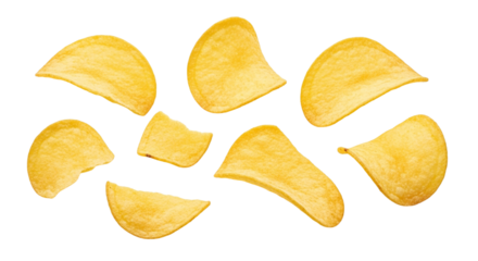 Crispy Potato Chips Still Life on Black Background Golden Snack Food Photography Salty Treat Unhealthy Fattening