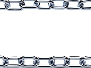 Obraz premium Shiny metal chain border isolated on white background for design elements