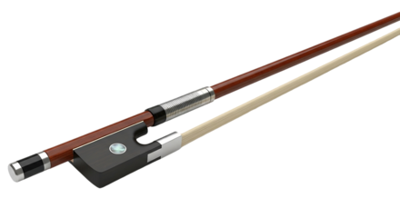 Violin Bow Elegance Close Up of Fine Wood Horsehair and Silver Winding Musical Instrument Detail Classic Bow Art