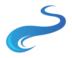 Blue wave abstract vector illustration on white background flowing design