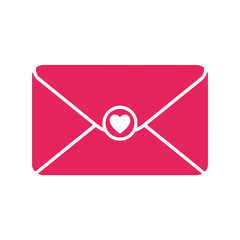 Pink envelope with white heart icon for love letter or valentine's day greeting Vector, illustration