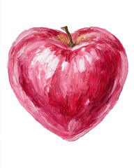 Heart-shaped red apple painting with bright colors and detailed texture for a vibrant display