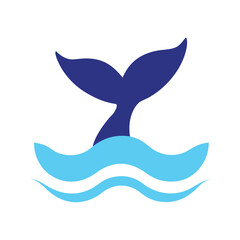 whale tail above ocean waves vector