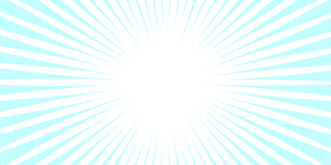 Fototapeta na wymiar Blue color burst background. Sunburst retro vector Starburst shape. Radial beam sunrise or sunset light retro design illustration. Abstract citrine blue texture with light of sunburst.