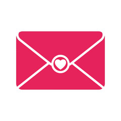 Pink envelope with white heart symbol icon for love and valentine's day communication Vector, illustration