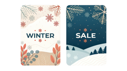 Winter Sale Promotion Advertising Design with Snowflake Graphics