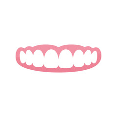 Simple pink dental arch illustration with white teeth on a white background Vector, illustration