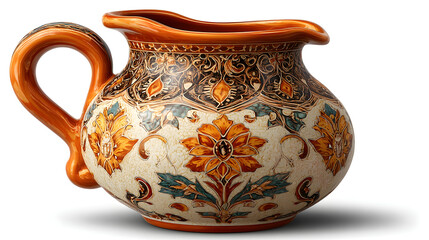 old ceramic jug isolated on trsansparent background