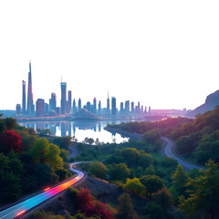 hong kong skyline at sunset