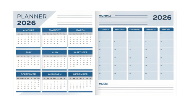 Open Planner 2026 Calendar Template for Business Schedule and Events
