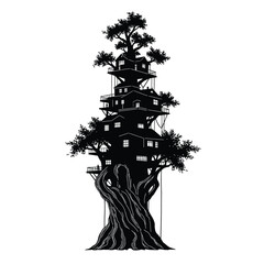 Fototapeta premium Treehouse, a whimsical and detailed design