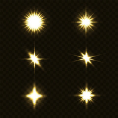 Lens Flare, light glow effect. sun or realistic shining star with backlight effect.
bokeh glitter and sparkles or sparkles on transparent background.