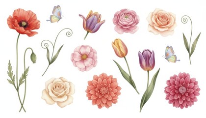 flower clipart set.