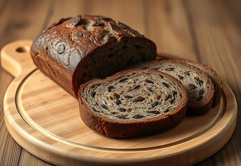 Assorted fresh breads on a wooden table
