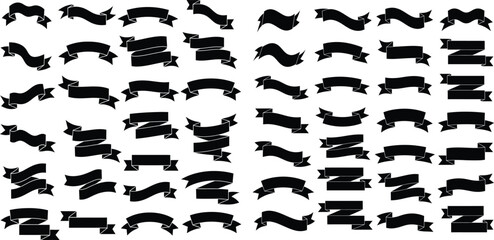 Ribbon banner set, diverse collection of decorative, scroll and label design elements