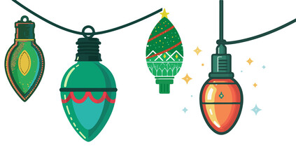 template featuring a festive Christmas light pattern in a modern flat design style, incorporating a vibrant color palette with shades with png Transparent 