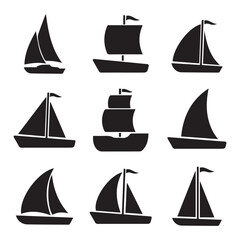 Sailboat icon  stock vector  boat logo isolated on white background