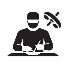 Surgeon performing operation under surgical light icon
