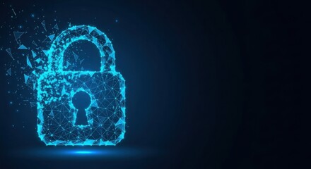 Digital Lock Polygon Network Security Concept abstract