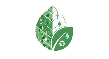Obraz premium Green leaf logo isolated on transparent background representing ecology and environment