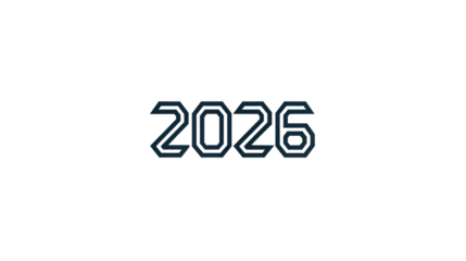 Simple 2026 Number Design Year Logotype Outline Illustration