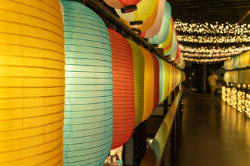 Colorful lantern festival celebration urban setting photography nighttime atmosphere artistic perspective cultural significance