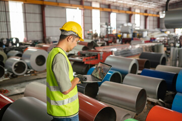 Warehouse safety inspection metal processing facility image industrial environment overhead view compliance awareness